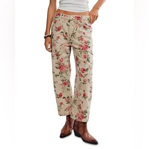 Free People We The Free Deep Trance Floral Printed Boyfriend Jeans Size 25